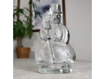 Retro Ljuslykta Snögubbe Glas Glasbruk
