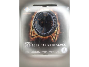 Deltaco GAM-054 Gaming Bordsfläkt med klocka, USB