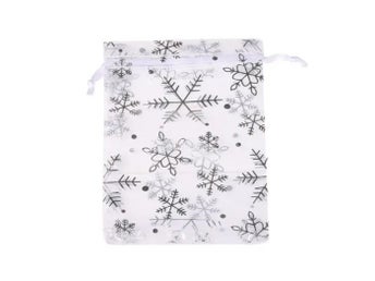 9x7cm Smyckespåse present smycken förpackning gåva snöflinga Santa familj love
