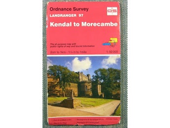 England Ordnance Survey Landranger 97 Kendel to Morecambe 1:50 000 Karta kartor