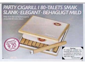 PARTY CIGARILL - I 80-TALETS SMAK, REKLAMANNONS, TOBAK 1984