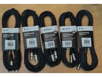 5-PACK Mikrofonkablar XLR hane till XLR hona 6m
