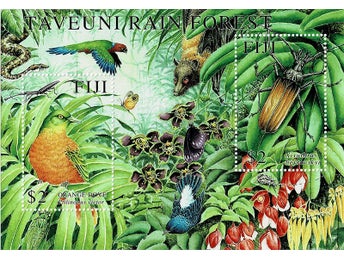 FIJI 2001 Mi BL 38 DJUR, FÅGLAR OCH INSEKTER MINARK ** VÄRDE 70.