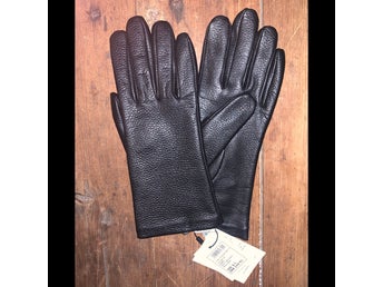 Magasin du Nord Collection, svart läder handskar, storlek 6.5