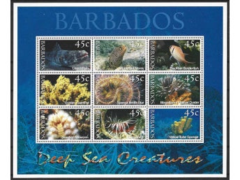 Barbados 2004 Koraller hav 9v i block