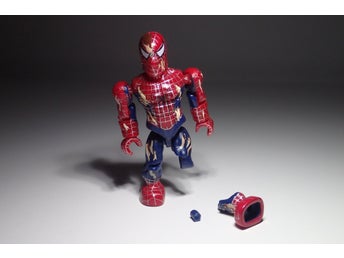 Vintage MEGA BLOKS Marvel minifigur - Battle Damaged Spider-Man (från 2007)