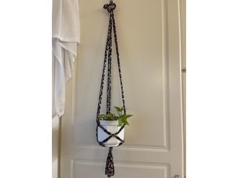 Ampel handmade, djurmönstrad, leopard print, makrame, 16-20 cm