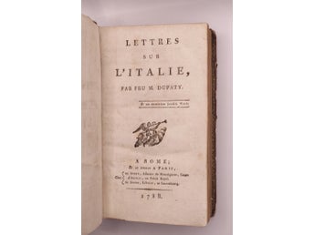 Lettres sur l’Italie – Dupaty 1788 Paris, samtida franskt skinnband