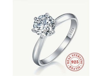 Helt Ny ring i silver pläterade graverade s925 förlovningsring str. 20mm