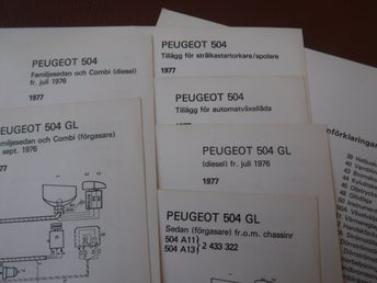 Elschema till Peugeot 504 GL Familjesedan och Combi, 1977.