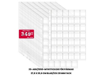NYTT 25-ark/1050-myntfickor för pärmar