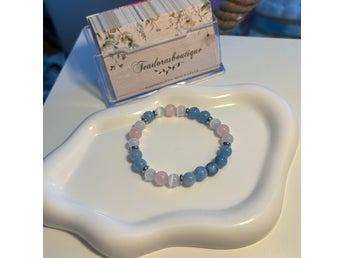 Armband med Rosenkvarts, Selenit och Aquamarin *gåva ingår* HEALING/MEDITATION