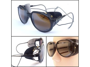 Rare Vuarnet 027 Skilynx Glacier Sunglasses Black Frame PX-4000 Vintage 80s