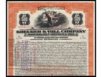 1929 Aktiebolaget Kreuger & Toll - $500 Gold Bond