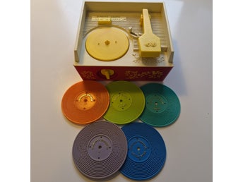 Klassisk/Retro Fisher-Price Musikdosa Skivspelare med 5 skivor