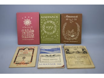Samling äldre almanackor , 1938 , 1941 , 1950 , 1951 , 1952 , 1958