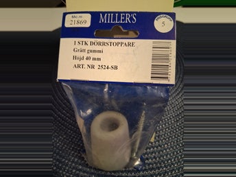 Dörrstoppare i grått gummi, 40 mm hög