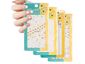 5D Nagelstickers med Blommor i 4 Ark