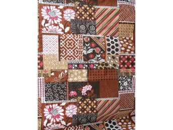 2 st påslakan retro brun blommor patchwork-mönster 70-tal sängkläder