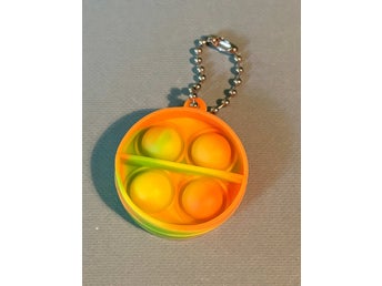 Orange, Grön, Gul rund Pop-It Fidget Toy nyckelring Sensorisk Anti-stress leksak