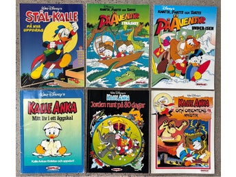 6 Disney seriealbum, Kalle Anka, Stål-Kalle, Knatte Fnatte Tjatte, 80/90-tal