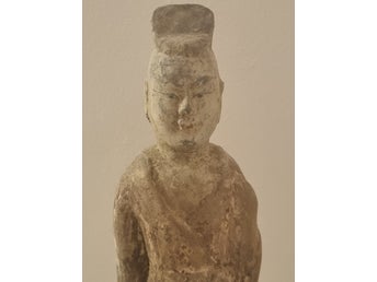 Gravfigur Kinesisk Qi Lergods Antik Pigment Tang Kinesiskt Orientalisk
