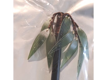 Hårnål i trä, bambublad, 18cm