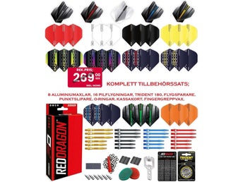 NYTT RED DRAGON Darts set - Pro darttillbehör - Flights, spetsar & mkt mer!