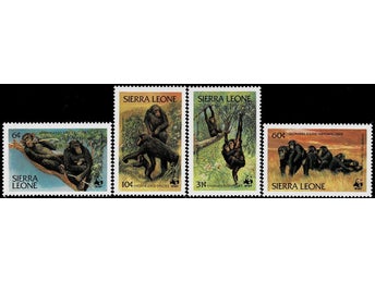 SIERRA LEONE 1983 Mi 713-716 WWF SCHIMPANSER ** VÄRDE 125.