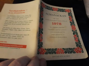 almanacka/kalender 1978