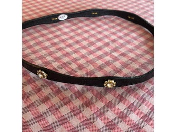 Hattband svart läder kristall bling cowboy
