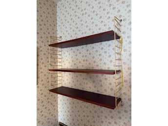 Retro Stringhylla i teak – 3 hyllplan – 50/60-tal