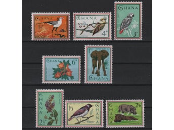 Ghana 1964 Fauna flora djur fåglar växter 8v