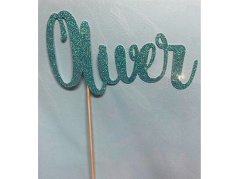 Oliver - cake topper ljusblå glitter