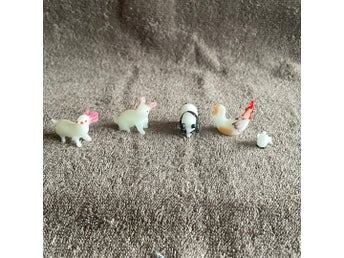 5 st små djurfigurer i glas