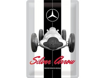 Mercedes Benz SILVER ARROW - Plåtskylt 20 x 30 cm.