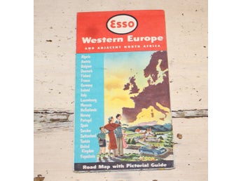 ESSO , ÄLDRE WESTERN EUROPE KARTA.