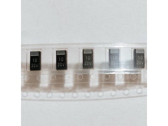 10 st. Tantalkondensator 10uF/20V Storlek 6X3.1mm. Samsung TCSCS1D106MCAR