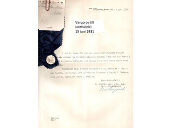 H. Schücks Enka & Co AB Brev till småländsk lanthandel med varuprov 15 juni 1931