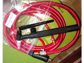 120A TIG-svetsbrännare med 3 m flexibel kabel, 8 mm snabbkoppling, luftkylning