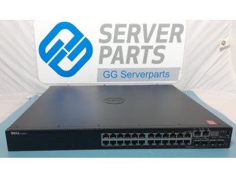 PowerSwitch N3024P 24-port 4x10GbE PoE+ Switch med 2x1100W - NO RACK EARS