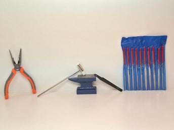 5 verktygssats mini städ ,filar, pincett, hammare, tång,10 diamantfilar ,ny