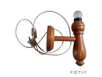 Vägglampa Vintage Trä Lampett Brun Väggbelysning Retro