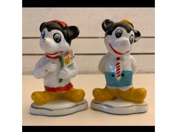 2st vintage Disneyfigurer. Musse & Mimmi Pigg. Samlarfigurer porslin. Mickey.