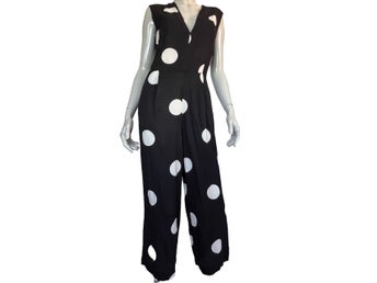 Space Simona Corsellini Polka Dot Black Jumpsuit