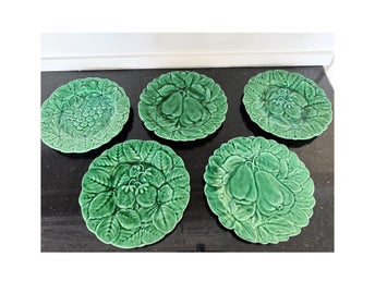 5 assietter Majolika Made in France PV 30-tal vintage