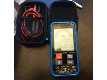 Blå, 6000 räkningar 600V Smart Digital Multimeter, True RMS, med ficklampa
