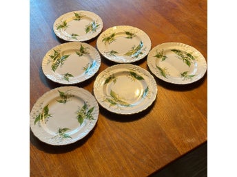 RETRO 6 Hammersley LILJEKONVALJ assietter England design 50-tal porslin blommor