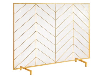 Fireplace Screen Single Panel, Sturdy Iron Mesh Fireplace Screen, 980(L)