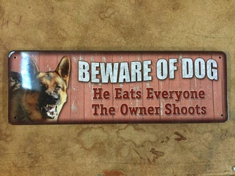 Plåtskylt Beware of dog